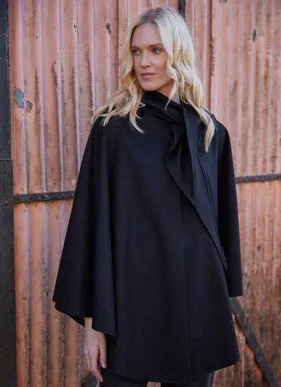 Wool Cashmere Hooded Cape